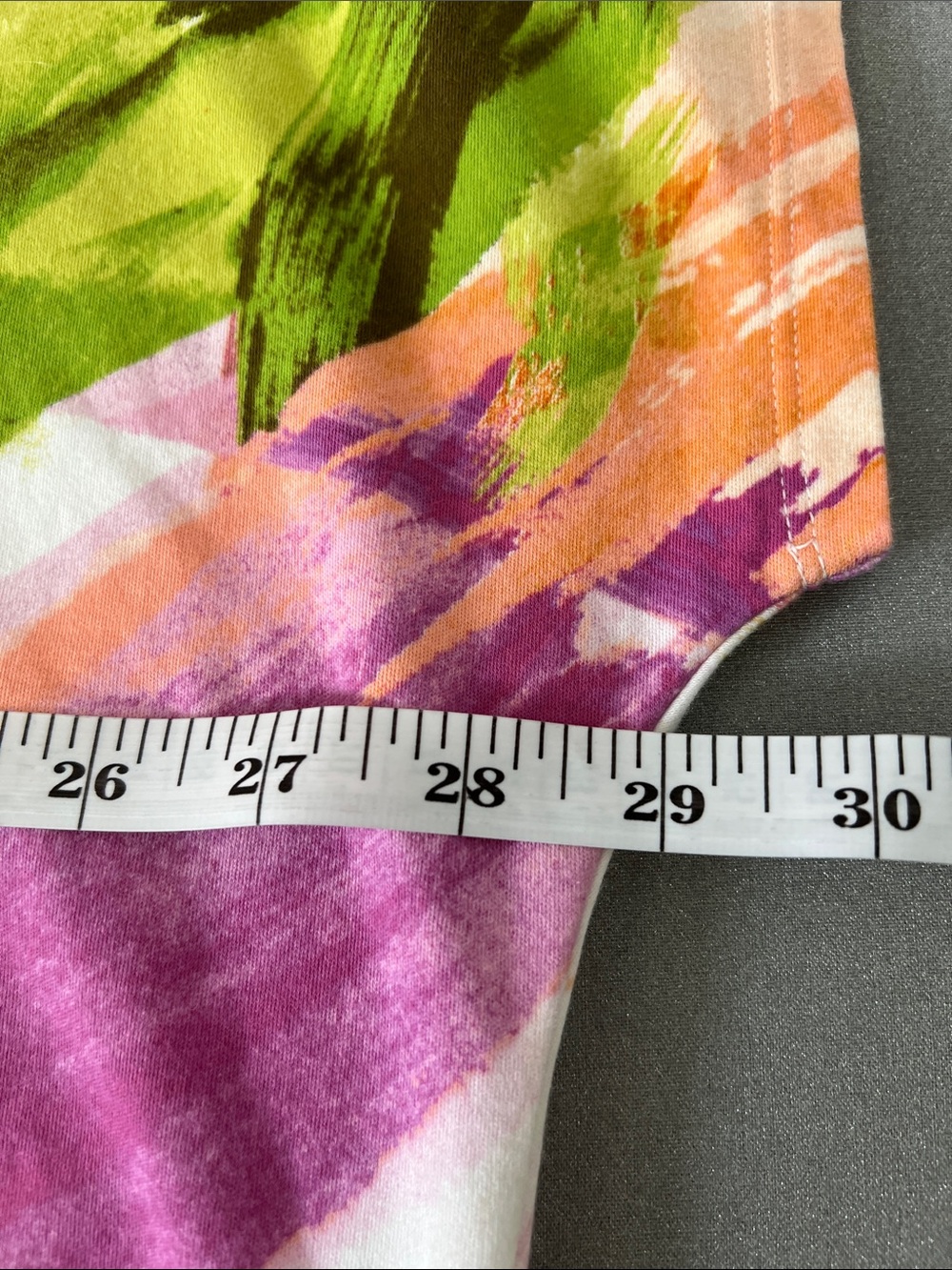 Chico's | White Boxy Tie-Front Cotton Top Pink Green Orange Brushstrokes Sz 3 - Picture 14 of 17
